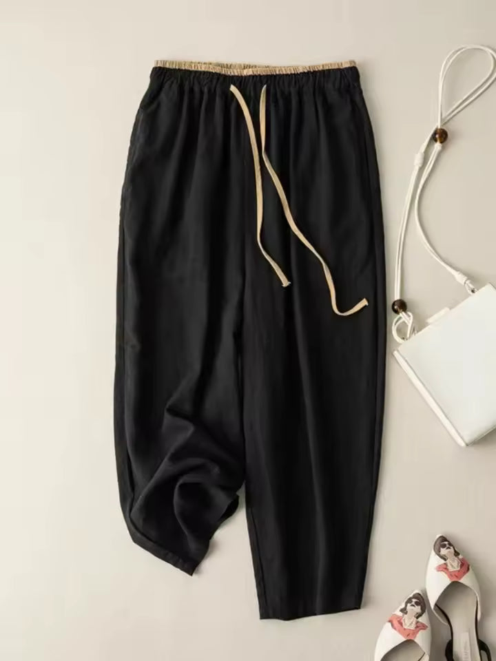 Minimalist Cotton Linen Wide Leg Pants