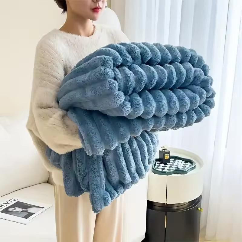 Luxury Solid Rabbit Velvet Winter Blanket