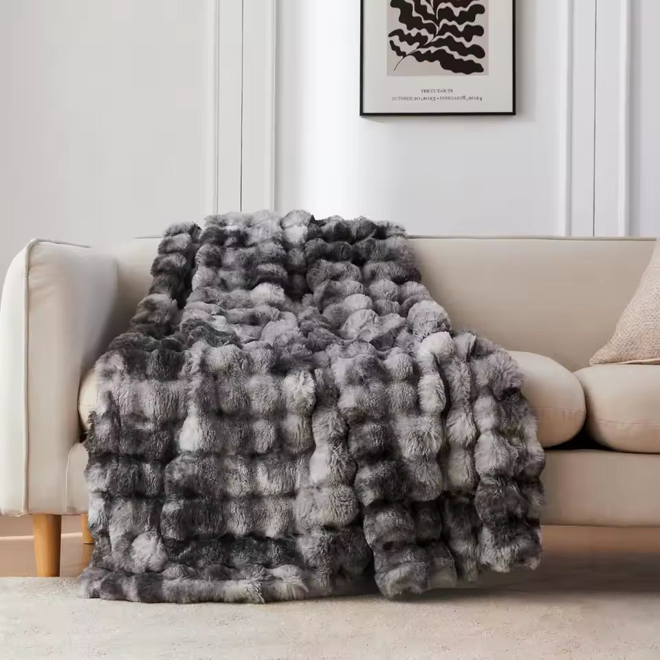 Luxury Double Layer Faux Rabbit Fur Blanket