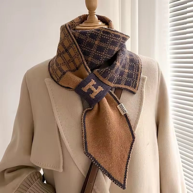 Women’s Plaid Cross Knit Winter Scarf